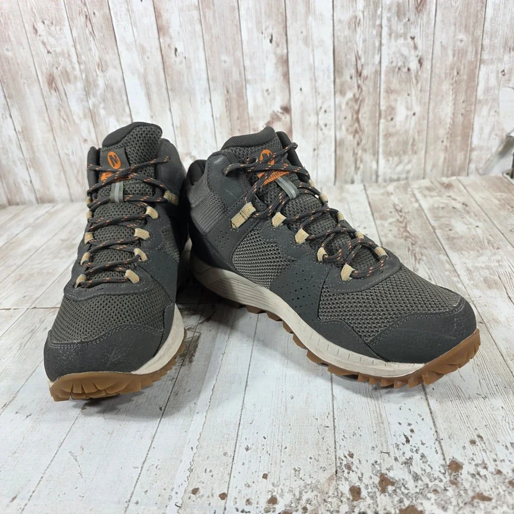 Merrell wildwood Mid Waterproof Hiking Boots Beluga Orange Mens 8
